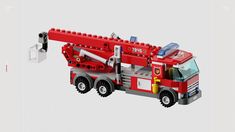 a lego fire truck is shown with the instructions to make it look like it has been built