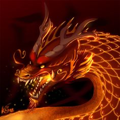 a dragon with its mouth open and it's eyes wide open, in front of a dark background