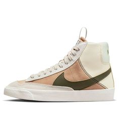 (GS) Nike Blazer Mid '77 SE 'Dance - Sanddrift' DQ0369-100 (SNKR/Retro/Skate/Casual/Mid Top) Retro Brown Sneakers For Spring, Blazer Shoes, Nike Kicks, Nike High Tops, Nike Blazer Mid 77, Nike Blazer Mid, Nike Blazers Mid, Popular Sneakers, Cute Nike Shoes