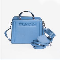 Steve Madden Beverlyn cornflower blue Blue Square Box Bag With Top Carry Handle, Blue Top Handle Shoulder Bag, Blue Top Handle Box Bag, Blue Square Shoulder Bag With Top Carry Handle, Blue Square Shoulder Bag With Top Handle, Blue Rectangular Shoulder Bag With Top Carry Handle, Blue Top Handle Box Bag For Travel, Blue Box Shoulder Bag With Top Carry Handle, Blue Shoulder Box Bag With Top Carry Handle