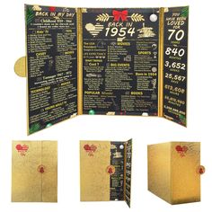 the menu for back in 1994 is shown with gold foil and red ribbon on it