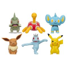 the pokemon figurines are all different colors