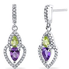 A touch of royalty Dress it up or dress it down. But don't leave the palace gardens without this crown jewel. These graceful earrings feature pear shape Peora natural Amethyst gemstones in .925 sterling silver. Our natural Amethyst gemstones are a unique gift from nature. By cutting them in a way that respects the rough's natural radiance, we ignite their inherent intensity and maximize their brilliance to deliver on our signature Peora standard. Handcrafted in pure .925 sterling silver goodness, these earrings have been carefully coated in an elegant rhodium finish. Our artisans are expertly trained in this process which fortifies the earring's strength, shine and brilliance. Looking for a special jewelry gift for someone special? Our concierge stylists are here to help with all of your j Amethyst And Peridot, Jewelry Questions, Amethyst And Citrine, Pink Sapphire Earrings, Peridot Earrings, Citrine Earrings, Teardrop Dangle Earrings, Blue Topaz Earrings, Sterling Silver Drop Earrings