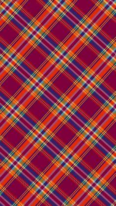 an orange and blue plaid pattern with red, green, yellow, and purple stripes