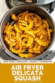 air fryer delicata squash in the slow cooker with text overlay