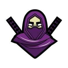 a cartoon character wearing a purple hood and scarf