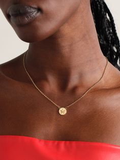 Foundrae's necklace is a reminder that "joy is fulfilling what we are meant to be". Handmade from 18-karat gold, it's strung with a dainty pendant that features a diamond-encrusted spade and butterfly. Adjust the length between 14- and 16-inches, depending on your neckline. Luxury Gift Coin Necklace, Elegant 14k Gold Coin Necklace With Initial Pendant, Elegant 14k Gold Initial Pendant Coin Necklace, Delicate Yellow Gold Medallion Necklace, Elegant 14k Gold Hallmarked Coin Necklace, Elegant Coin Necklace With Clavicle Chain For Gift, Elegant Yellow Gold Initial Pendant Coin Necklace, Elegant Engraved Gold-plated Coin Necklace, Elegant Engraved Gold Plated Coin Necklace