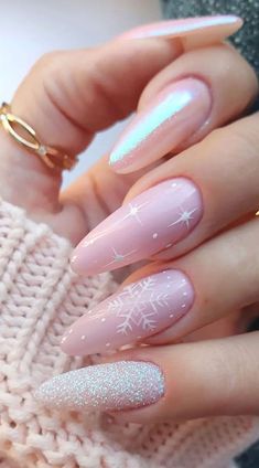 5. Light Pink Festive Nails Here the jingle in the air, stocking are placed now its time to dress up your Christmas holiday nails.... Holiday Nail Designs, Winter Nails Acrylic, Christmas Gel Nails, Christmas Nails Acrylic, White Nail, Festival Nails, Xmas Nails, Chic Nails, Nail Arts