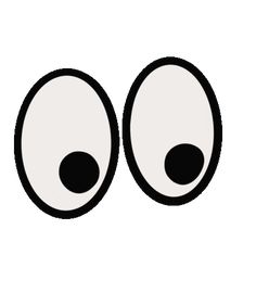 two black and white eyes are shown in the shape of an eyeball, with one looking