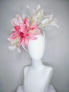 From the featured milliner of the 2023 Kentucky Derby Museum kentucky derby hat fascinator headband with light baby pink feather flower with white and light tan feathers. headband attachment.  each hat is totally one of a kind! no two are alike! I can probably add feathers, flowers etc to existing hats for a small fee. I cannot remove anything from existing hats. Just message me and see if we can make it work! :) I cannot make custom order from scratch. My schedule is unfortunately too crazy :( Summer Races Ostrich Feather Headpiece, Pink Ostrich Feather Fascinator For Royal Ascot, Spring Race Mini Hats With Ostrich Feathers, Spring Ostrich Feather Fascinator With Feather Trim, Spring Ostrich Feather Trim Fascinator, Pink Feathered Headpiece For Races, Pink Feathered Fascinator For Kentucky Derby, Pink Feather Trim Headpiece For Kentucky Derby, Pink Feathered Headpiece For Kentucky Derby