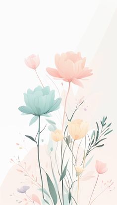 an abstract floral background with pink and blue flowers