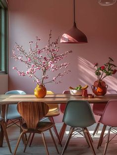 Sulking Room Pink Dining Room, Pink Dining Room Ideas, Mauve Dining Room, Elegant Dining Room Ideas, Dining Room Pink, Green Room Design, Mint Green Room, Blue Kitchen Interior, Pink Dining Rooms