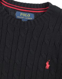 100% Cotton.knitted, cable stitch, lightweight knit, brand logo, round collar, long sleeves, no pockets, wash at 30° c, dry cleanable, bleachable, do not tumble dry, iron at 110° c max, solid color, large sized Black Cotton Cable Knit Sweater, Black Cable Knit Crew Neck Top, Polo Ralph Lauren Sweater, Cable Stitch, Ralph Lauren Sweater, Sweaters Knitwear, Baby Sweaters, Lightweight Knit, Personal Shopping