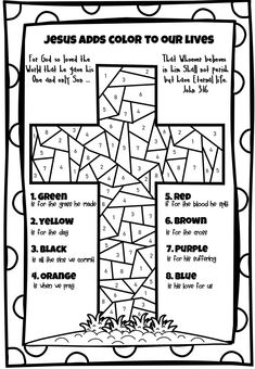 a coloring page for jesus's colors to our lives with the cross on it