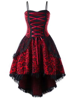 Halloween Gothic Lace Steampunk Dress – Retro Stage - Chic Vintage Dresses and Accessories Halloween Costumes Plus Size, Red And Black Dress, Black Corset Dress, Vampire Clothes, Steampunk Dress, Robes Vintage, Plus Size Vintage, Vestidos Vintage, Gothic Dress