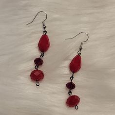 Faceted Red Beads With Silver Tone Ear Hooks. Smoke Free And Pet Free Home. New And Never Worn, Handcrafted By Me! Must Bundle In My Closet. Red Dangle Jewelry With Faceted Beads, Red Dangle Beaded Earrings For Party, Red Party Beaded Earrings With Colorful Beads, Elegant Red Beaded Earrings For Party, Elegant Red Beaded Party Earrings, Red Faceted Beads Jewelry For Party, Red Wire Wrapped Earrings For Party, Disney Princess Earrings, Red Beaded Earrings