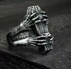 Retro Fashion Mens, Vampire Ring, Coffin Ring, Biker Jewelry, Biker Rings, Retro Ring, Gothic Rings, Unisex Jewelry, Men's Jewelry Rings