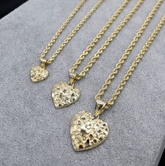 10K Real Gold Diamond Cut Nugget Heart Pendant Necklace | 10K Gold Heart Necklace | Yellow Gold | Small Medium Large with 2.5mm 3mm and 3.5mm Rope Chain All Sizes Enhance your style with the timeless elegance of our Real Solid Gold 10K Square Nugget Necklace- Men's. Handcrafted from authentic 10K gold, this Necklace features a bold square nugget design, exuding sophistication and masculine charm. They are 100% Authentic 10K Solid Gold "Not Plated or Filled"  -Material: 10K Gold -Finished: Polish Luxury Yellow Gold Heart-shaped Diamond Necklace, Luxury Gold Nugget Necklaces, Nugget Jewelry, Gold Nugget Jewelry, Custom Gold Jewelry, Nugget Necklace, Gold Nugget, Dope Jewelry, Gold Heart Necklace