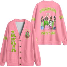 Personalized Alpha Kappa Alpha Fleece Cardigans Pink AKA Pretty Girl Ver 2 Style Alpha Kappa Alpha Cardigan, Skee Wee, Knitted Texture, Ladies Style, Fleece Cardigan, Alpha Female, Classic Cardigan, Alpha Kappa Alpha, Luxurious Fabric