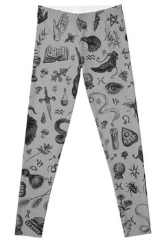 Super stretchy and durable polyester full-length leggings. Vibrant high-quality sublimation print across the front and back. Size range XXS-XL. Odd Fashion, Gothic Leggings, Witch Design, Salem Witch, Leggings Design, Aesthetic Clothes, Sublimation Printing, Derby, Full Length