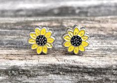 Sunflower Earrings. Wedding Gift, Bridesmaid Gift, Gift For Mom, Anniversary Gift. Post Earrings by TreeTownPaper on Etsy Yellow Sunflower Print Jewelry For Gift, Yellow Sunflower Print Jewelry Gift, Yellow Sunflower Print Jewelry As Gift, Yellow Round Sunflower Jewelry, Yellow Sunflower Design Earrings For Gift, Yellow Flower Shaped Jewelry With Sunflower Print, Yellow Sunflower Design Earrings Gift, Yellow Sunflower Design Earrings As Gift, Yellow Sunflower Design Flower Earrings As Gift