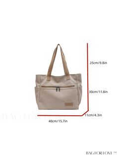 BagForLove - Womens Alphabet Patchwork Canvas Tote: Spacious & Stylish Product Description Color Beige Bag Size Large Pattern Type Plain Type Top Handle Bag Closure Type Zipper Features High-capacity Material Polyester Composition 100% Polyester Size Chart INCH CM Bag Length Bag Width Bag Height Handle Height 15.7 inch 4.3 inch 11.8 inch 9.8 inch Bag Length Bag Width Bag Height Handle Height 40 cm 11 cm 30 cm 25 cm Details Pictures Similar Products h2 { text-align: center; } /* æ¢è¡ */ li{ white-space: normal; word-break: break-all; word-wrap: break-word; } .red-box { width: 100%; display: flex; flex-direction: row; flex-wrap: wrap; justify-content: center; } .red-box > div { width: 190px; height: 250px; margin: 10px; } .red-box > div > a > img { width: 190px; height: 250px; } .size-box Beige Canvas Bag With Zipper Pocket, Large Size Beige Bags, Large Size Beige Shoulder Bag, Cream Bags With Pockets, Beige Bag, Bags Tote, Word Wrap, Handle Bag, Womens Tote Bags