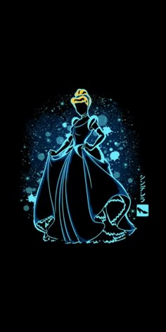 the princess from disney's sleeping beauty is shown in blue and black with an orange crown