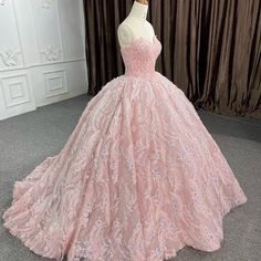 Stun your invitees with this exquisite pink quinceanera ball gown, designed with a fitted bodice and sweetheart neckline, complete with a generous skirt and slight train, and a lacing system in the back for a customised fit. Lavish accents are featured with a patterned top and lace overlay, all adorned with delicate purple flowers. material: organza color: as shown type: party ball gown sweetheart neckline sleeveless lace up back shown as size 2 original photos Elegant Quinceanera Dresses, Dresses Organza, Xv Dresses, Organza Ball Gown, Quinceanera Dresses Red, Champagne Quinceanera Dresses, Pink Quinceanera, Quinceanera Themes Dresses, White Quinceanera Dresses