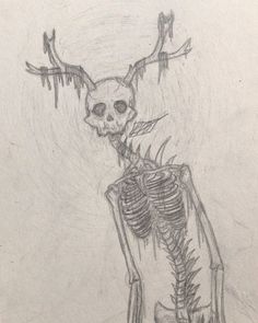 a drawing of a skeleton sitting in a chair