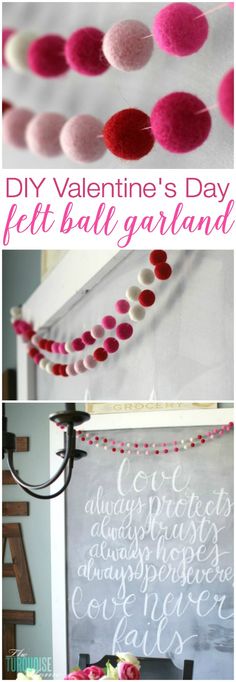 diy valentine's day felt ball garland