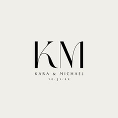 the logo for kara and michael's wedding photographer, in black and white