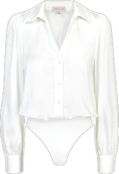 Semi-formal White Silk Blouse, White Silk Blouse For Semi-formal Occasions, White Long Sleeve Silk Shirt, Classic White Satin Blouse, Classic White Silk Shirt, White Silk Button-up Shirt, White Silk Shirt With Button Closure, White Silk Top For Semi-formal Occasions, White Fitted Silk Shirt