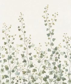 a painting of green leaves on a white background