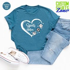 "Sports Sports Ball Mom Shirt Mom Shirt,Gift for Mothers,Baseball Mom Tee,Football Tee for Women,Game Day Shirts,Supportive Mother Gift Idea,Baseball Grandma Custom Grandma Shirt, Grandma Reveal Gifts, Personalized Grandma T Shirt, Grandma Announcement Shirt, Grandma Heart Shirt, New Grandma Shirt 🎁 Enjoy your shopping ! Need custom made shirts? Don't hesitate to message us! Thanks for your support! CustomShirtsZone_ Family ✨There are all sizes in the dropdown menu. These designs are for both k Sports Fan Apparel T-shirt With Custom Print, Football Season Sportswear T-shirt With Sublimation Print, Sportswear T-shirt With Sublimation Print For Football Season, Blue T-shirt With Custom Print For Sports Season, Custom Print T-shirt For Team Events During Sports Season, Green Football Season Sports T-shirt, Green Sports Fan Tops For Sports, Custom Print T-shirt For Sports With Team Spirit, Team Spirit Sports T-shirt With Custom Print