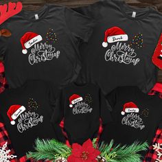 Celebrate the joy of the holiday season with our Personalized Family Christmas T-Shirts! Perfect for every member of the family, these festive tees can be customized with each person's name, making them a special part of your Christmas traditions. Whether you're taking holiday photos, gathering for Christmas morning, or just enjoying the season together, these t-shirts add a touch of personalized charm and unity to your celebrations. Key Features: -Customizable Design: Personalize each shirt wit Holiday Family Matching T-shirt With Letter Print, Family Matching Red T-shirt For Christmas, Red Family Matching T-shirt For Christmas, Festive Family Matching T-shirt For Holidays, Holiday Family Matching Graphic T-shirt, Matching Christmas Shirts, Family Humor, Christmas Tees, Christmas Morning