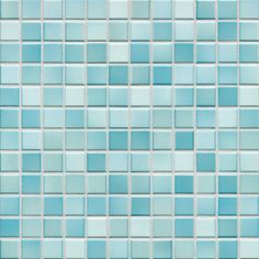 a blue tile wall with small squares on it