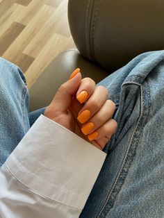 Orange Fall Nails, Orange Nail Polish, One Color Nails, Nails Fashion, Design Nails, Gradient Nails, Fall Nail Art, Dip Powder Nails