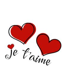 two hearts with the words je t'aime