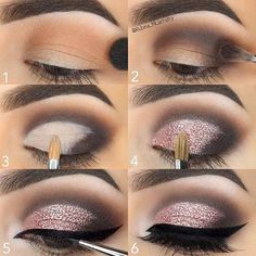 Step by Step Pink Glitter Eye Makeup Tutorial Pink Glitter Eye Makeup, Glitter Eye Makeup Tutorial, Makeup 101, Glitter Eye, Eye Makeup Steps, Makeup Step By Step