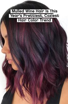 Mulled Wine Hair, Pelo Color Vino, Hair Color Fall, Wine Hair Color, Types Of Hair Color, Wine Hair, Purple Highlights, Gorgeous Hair Color