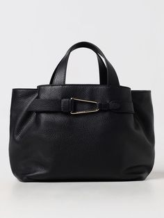 Handbag COCCINELLE Woman color Black Casual Satchel With Gold-tone Hardware And Top Handle, Top Handle Bags With Branded Hardware For Work, Chic Double Handle Satchel With Branded Hardware, Casual Leather Bags With Branded Hardware, Black Bags With Gold-tone Hardware, Fall Workwear Bags With Branded Hardware, Casual Bags With Branded Hardware And Double Handle, Casual Bags With Double Handle And Branded Hardware, Chic Bags With Branded Hardware For Fall