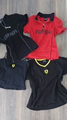 Vintage Ferrari Clothes, Ferrari Top Outfit, 2000s Ferrari Merch, Ferrari Tshirt Design, Vintage F1 Merch, Ferrari Merch Aesthetic, F1 Women Outfit, Ferrari Outfit Aesthetic