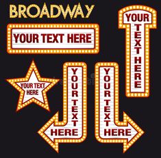 an advertisement for broadway with the words your text here and three stars in front of it