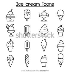 ice cream icon set on white background