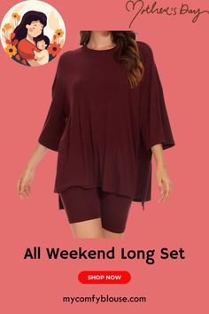 Give mom the gift of relaxation with our All Weekend Long Set! Perfect for lounging in style and comfort. #MothersDayGift #Loungewear #GiftsForHer #ComfyStyle #MyComfyBlouse #Relaxation #WeekendVibes #CelebrateMom #MomDeservesTheBest Biker Short Set, Tee Shorts, Comfortable Loungewear, Biker Short, Celebrate Mom, Mothersday Gifts, Comfy Fashion, Weekend Vibes, Short Set