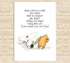 a winnie the pooh birthday card with an image of two children playing in the grass