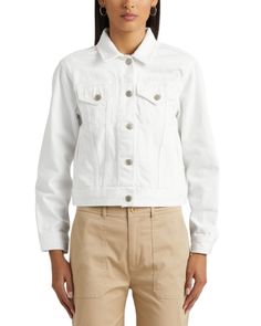 Ralph Lauren Cropped Denim Jacket Casual Cotton Outerwear By Ralph Lauren, Ralph Lauren Cotton Outerwear For Fall, Ralph Lauren Casual Spring Outerwear, Ralph Lauren Spring Outerwear With Button Closure, Spring Ralph Lauren Outerwear With Button Closure, Fitted Ralph Lauren Spring Outerwear, White Jeans Jacket, Jacket Formal, Bath And Body Shop