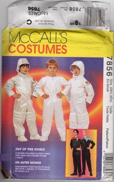 the children's costumes are made from paper and have hoods, pants, and headgear