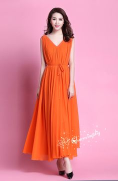 Chiffon Orange Long Party Dress Evening Wedding Lightweight Sundress Summer Holiday Beach Dress Bridesmaid Dress Maxi Skirt Detail Info: ❤ Color: Orange More color choice link: https://www.etsy.com/listing/213656440/chiffon-dress-color-card?ref=shop_home_feat_1 Please just note the color you want with order, we will make according to your note. ❤ Material: Chiffon ❤ The dress doesn't limit the chest size and waitst size, arm hole 45cm (if your upper arm circle circumference is more than 40cm, pl Maternity Photo Dresses, Maternity Photo Dress, Orange Sundress, Long Party Dress, Beach Holiday Dresses, Orange Chiffon, Sundress Summer, Baby Shower Dresses, Evening Dresses For Weddings