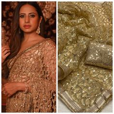 Bollywood Gold Saree mono net sequins embroidery work Saree, beautiful border Party Wear Embroidered Organza Saree, Glamorous Festive Dupatta With Intricate Embroidery, Festive Sequined Chanderi Blouse Piece, Designer Embroidered Saree Fabric With Sequins, Glamorous Sheer Dupatta Saree In Tissue Silk, Bollywood Style Chanderi Sequined Blouse Piece, Festive Chanderi Saree With Sequins, Embroidered Saree For Diwali Party Wear, Diwali Party Wear Embroidered Saree Fabric